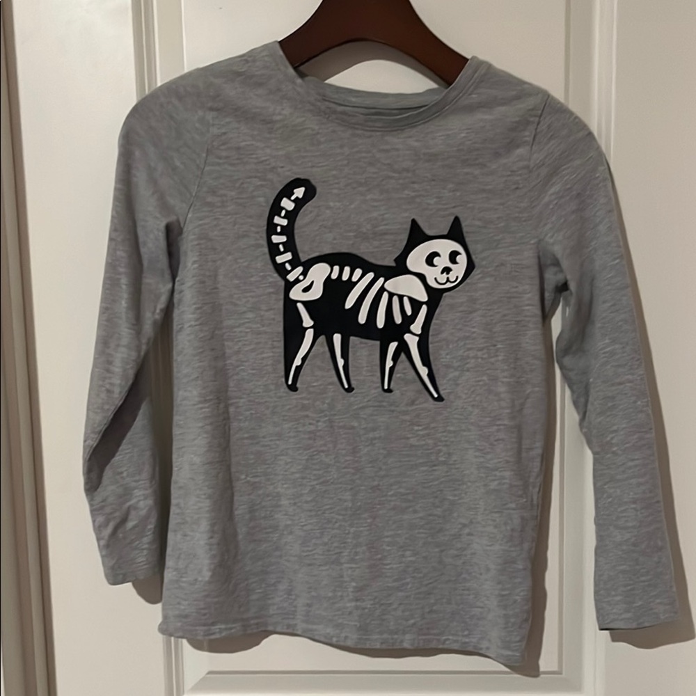 Gray Cat Skeleton Kids Shirt